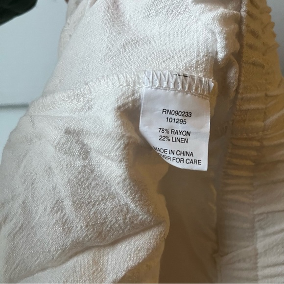 Women Wide Leg Lightweight Linen Blend White Cargo Pants - Picture 5 of 5